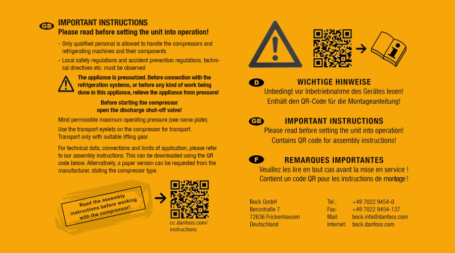 Digitale Montageanleitungen für BOCK®-Verdichter von Danfoss